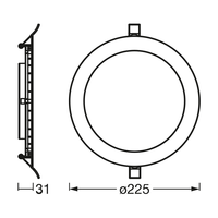 LEDVANCE RECESS SLIM DOWNLIGHT LED Lampada da soffitto, Ø 225mm, 220…240V, 22W / 3000K Bianco caldo LEDVANCE RECESS SLIM DOWNLIGHT LED Lampada da soffitto, Ø 225mm, 220…240V, 22W / 3000K Bianco caldo