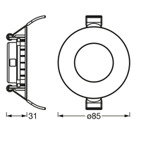 LEDVANCE RECESS SLIM DOWNLIGHT LED Deckenleuchte, Ø 85mm, 220…240V 4,50W / 6500K Kaltweiß LEDVANCE RECESS SLIM DOWNLIGHT LED Deckenleuchte, Ø 85mm, 220…240V 4,50W / 6500K Kaltweiß
