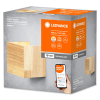 LEDVANCE Wifi SMART+ ORBIS WOOD LED Wandleuchte 11x11cm in Holzoptik Tunable Weiß 7W / 3000-6500K LEDVANCE Wifi SMART+ ORBIS WOOD LED Wandleuchte 11x11cm in Holzoptik Tunable Weiß 7W / 3000-6500K