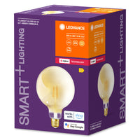 LEDVANCE Smarte LED-Lampe mit ZigBee, Sockel E27, dimmbar, warmweiß (2400K), goldene Globeform, klares Filament, Ersatz für 55W-Glühbirnen, steuerbar mit kompatiblen Systemen wie Alexa und Google etc. LEDVANCE Smarte LED-Lampe mit ZigBee, Sockel E27, dimmbar, warmweiß (2400K), goldene Globeform, klares Filament, Ersatz für 55W-Glühbirnen, steuerbar mit kompatiblen Systemen wie Alexa und Google etc.