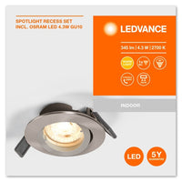 LEDVANCE RECESS DOWNLIGHT TWISTLOCK LED Spotlight Ø 88,5mm, blank 4,3W / 2700K Warmweiß GU10 LEDVANCE RECESS DOWNLIGHT TWISTLOCK LED Spotlight Ø 88,5mm, blank 4,3W / 2700K Warmweiß GU10