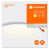 LEDVANCE RECESS SLIM DOWNLIGHT LED Lampada da soffitto, Ø 225mm, 220…240V, 22W / 3000K Bianco caldo LEDVANCE RECESS SLIM DOWNLIGHT LED Lampada da soffitto, Ø 225mm, 220…240V, 22W / 3000K Bianco caldo