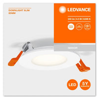 LEDVANCE RECESS SLIM DOWNLIGHT LED Deckenleuchte, Ø 85mm, 220…240V 4,50W / 6500K Kaltweiß LEDVANCE RECESS SLIM DOWNLIGHT LED Deckenleuchte, Ø 85mm, 220…240V 4,50W / 6500K Kaltweiß