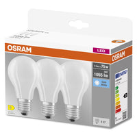 OSRAM LED BASE CLASSIC A Lampada opaca (ex 75W) 7,5W / 4000K Bianco freddo E27, confezione da 3 OSRAM LED BASE CLASSIC A Lampada opaca (ex 75W) 7,5W / 4000K Bianco freddo E27, confezione da 3