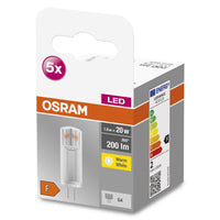 OSRAM LED Stiftsockellampe BASE PIN G4 12 V LED-Lampe CL20 non-dimmable 1.8W , Warmweiß 5er Pack OSRAM LED Stiftsockellampe BASE PIN G4 12 V LED-Lampe CL20 non-dimmable 1.8W , Warmweiß 5er Pack