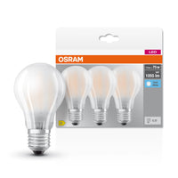 OSRAM LED BASE CLASSIC A Lampada opaca (ex 75W) 7,5W / 4000K Bianco freddo E27, confezione da 3 OSRAM LED BASE CLASSIC A Lampada opaca (ex 75W) 7,5W / 4000K Bianco freddo E27, confezione da 3