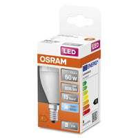 OSRAM LED-Lampen, klassische Miniballform, 60 Watts Ersatz, E14, P-shape, 4000 Kelvin, Kalt weiß, Matt OSRAM LED-Lampen, klassische Miniballform, 60 Watts Ersatz, E14, P-shape, 4000 Kelvin, Kalt weiß, Matt