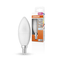 OSRAM LED-Lampen, klassische Minikerzenform, 60 Watts Ersatz, E14, B-shape, 6500 Kelvin, Kaltes Tageslicht, Matt OSRAM LED-Lampen, klassische Minikerzenform, 60 Watts Ersatz, E14, B-shape, 6500 Kelvin, Kaltes Tageslicht, Matt