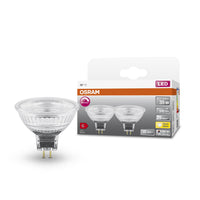 OSRAM Lampade con riflettore LED dimmerabili a bassa tensione MR16 con presa retrofit, ricambio da 35 Watt, GU5.3, riflettore MR16, 2700 Kelvin, bianco caldo, vetro trasparente, confezione da 2