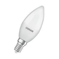 OSRAM LED-Lampen, klassische Minikerzenform, 60 Watts Ersatz, E14, B-shape, 4000 Kelvin, Kalt weiß, Matt OSRAM LED-Lampen, klassische Minikerzenform, 60 Watts Ersatz, E14, B-shape, 4000 Kelvin, Kalt weiß, Matt