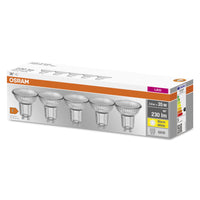 OSRAM LED Base PAR16 LED Spot (ex 35W) 2,6W / 2700K Bianco caldo GU10 Confezione da 5 OSRAM LED Base PAR16 LED Spot (ex 35W) 2,6W / 2700K Bianco caldo GU10 Confezione da 5