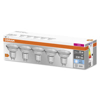 OSRAM LED Base PAR16 LED Spot (ex 35W) 2,6W / 4000K Bianco freddo GU10 Confezione da 5 pezzi OSRAM LED Base PAR16 LED Spot (ex 35W) 2,6W / 4000K Bianco freddo GU10 Confezione da 5 pezzi