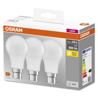 OSRAM BASE CLA60 8,5W/827 230VFR B22D FS3, Bianco caldo, confezione da 3 OSRAM BASE CLA60 8,5W/827 230VFR B22D FS3, Bianco caldo, confezione da 3