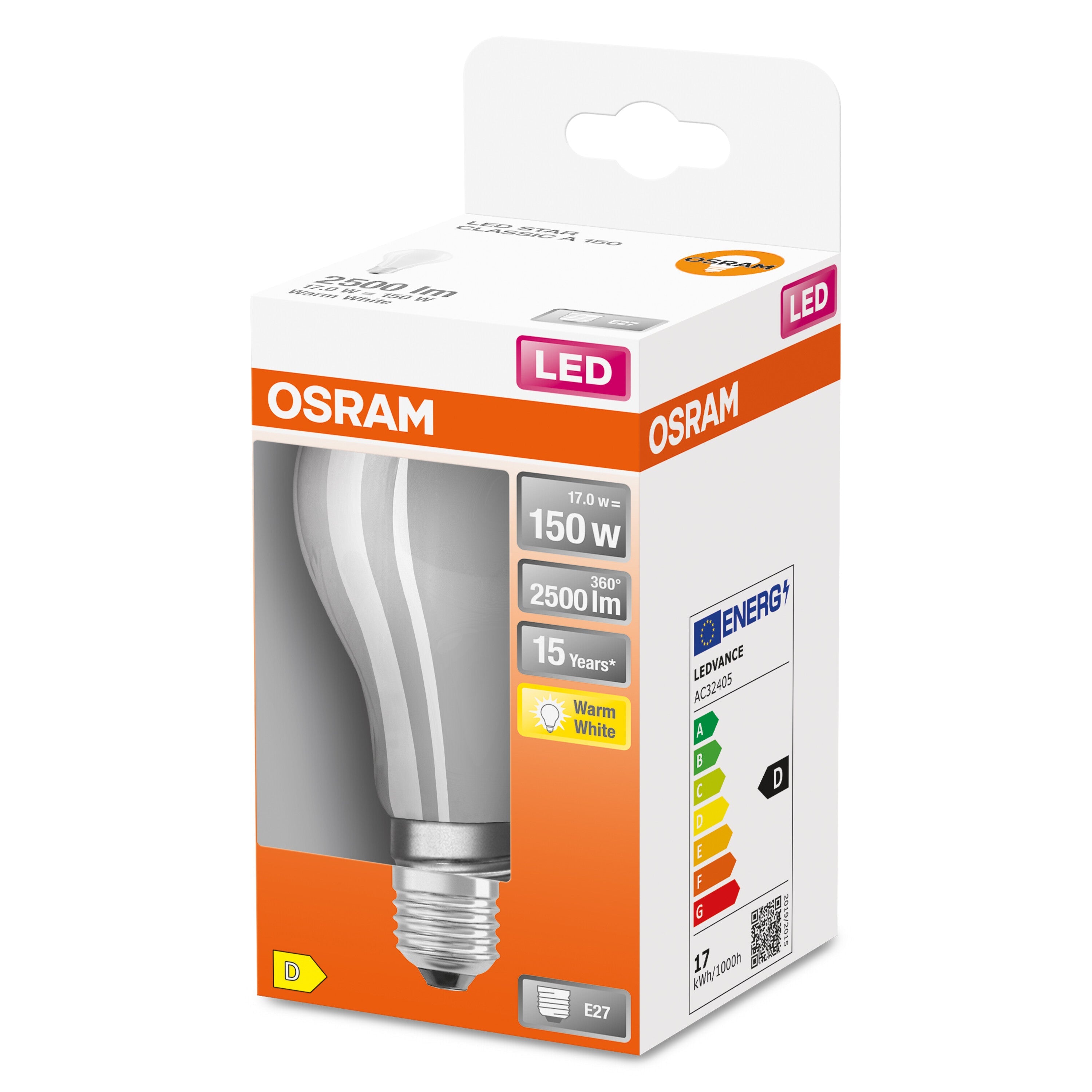 OSRAM LED Retrofit Classic A Lampada LED opaca (ex 150W) 16W/2700K bia –  shop LEDVANCE Italia