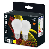 BELLALUX lampada LED, attacco E27, bianco caldo (2700K), opaca, forma a bulbo, sostituto per lampadina tradizionale da 40W, confezione doppia BELLALUX lampada LED, attacco E27, bianco caldo (2700K), opaca, forma a bulbo, sostituto per lampadina tradizionale da 40W, confezione doppia