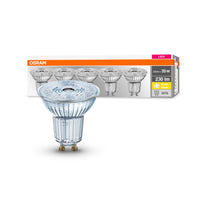 OSRAM LED Base PAR16 LED Spot (ex 35W) 2,6W / 2700K Bianco caldo GU10 Confezione da 5 OSRAM LED Base PAR16 LED Spot (ex 35W) 2,6W / 2700K Bianco caldo GU10 Confezione da 5