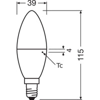 OSRAM LED-Lampen, klassische Minikerzenform, 60 Watts Ersatz, E14, B-shape, 4000 Kelvin, Kalt weiß, Matt OSRAM LED-Lampen, klassische Minikerzenform, 60 Watts Ersatz, E14, B-shape, 4000 Kelvin, Kalt weiß, Matt