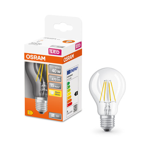 OSRAM Lampadina LED STAR Classic A 40 filamento, luce calda E27