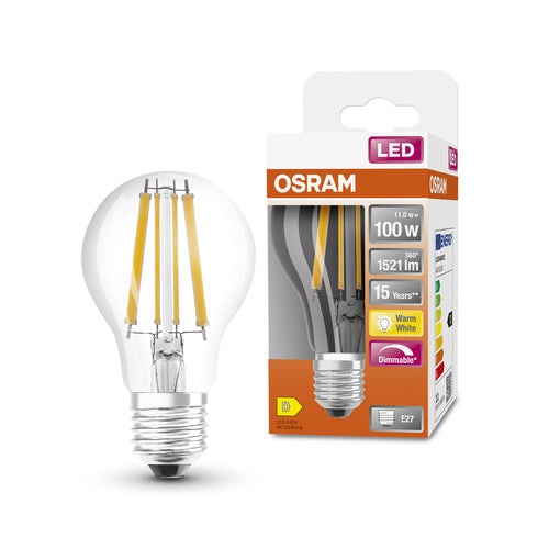 OSRAM Lampadina LED SUPERSTAR Classic A 100 filamento, luce calda dimmerabile E27