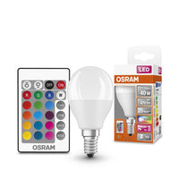 OSRAM Lampadina LED STAR+ RGBW remote control Classic P 40 luce calda e colorata E14