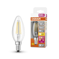 OSRAM Classic B LED Lampada dimmerabile a tre livelli forma candela (ex 40W) 4W / 2700K Bianco caldo E14