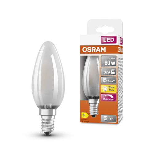 OSRAM Lampadina LED SUPERSTAR Classic B 60 filamento, luce calda dimmerabile E14