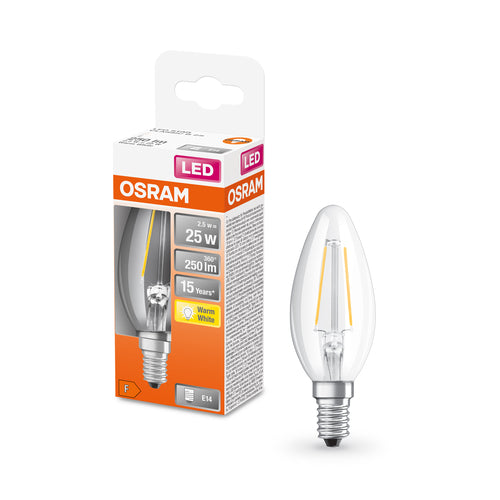 OSRAM Lampadina LED STAR Classic B 25 filamento, luce calda E14