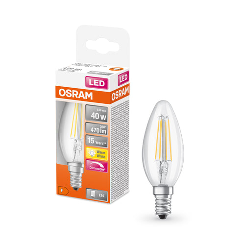 OSRAM Lampadina LED SUPERSTAR Classic B 40 filamento, luce calda dimmerabile E14