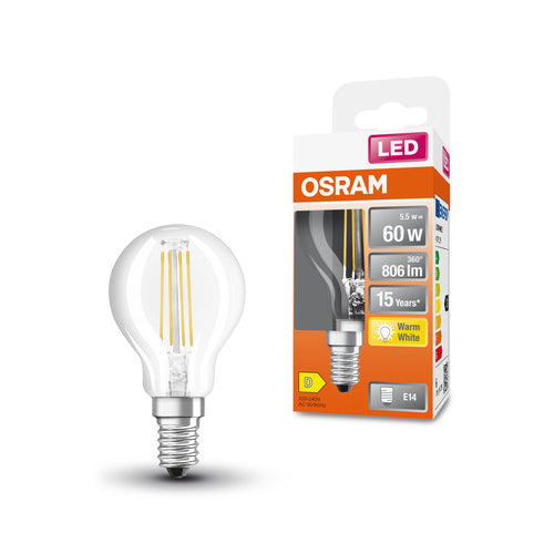 OSRAM Lampadina LED STAR Classic P 60 filamento, luce calda E14