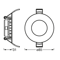 LEDVANCE DOWNLIGHT SLIM85mm 4.5W 3000K