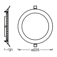 LEDVANCE DOWNLIGHT SLIM225mm 22W 6500K