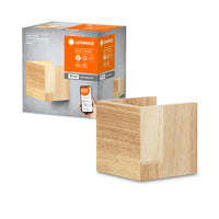 LEDVANCE Wifi SMART+ ORBIS WOOD LED Wandleuchte 11x11cm in Holzoptik Tunable Weiß 7W / 3000-6500K