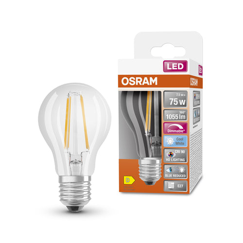 OSRAM Lampada LED Dimmerabile LED SUPERSTAR+ CL A FIL 75 dim 7,5W/940 E27 CRI90 BOX