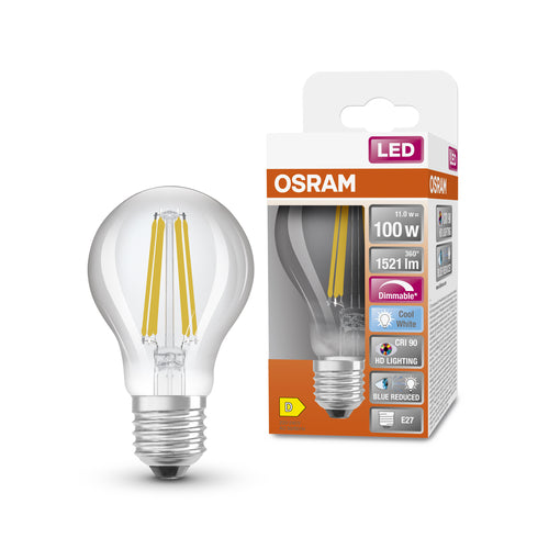 OSRAM Lampada LED Dimmerabile LED SUPERSTAR+ CL A FIL 100 dim 11W/940 E27 CRI90 BOX