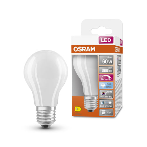 OSRAM Dimmbare LED-Lampe LED SUPERSTAR+ CL A GL FR 60 dim 5,8W/940 E27 CRI90 BOX