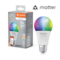 LEDVANCE Matter SMART+ LED Lampe, Frost-Optik, RGB, 9,5W, 1055lm, E27