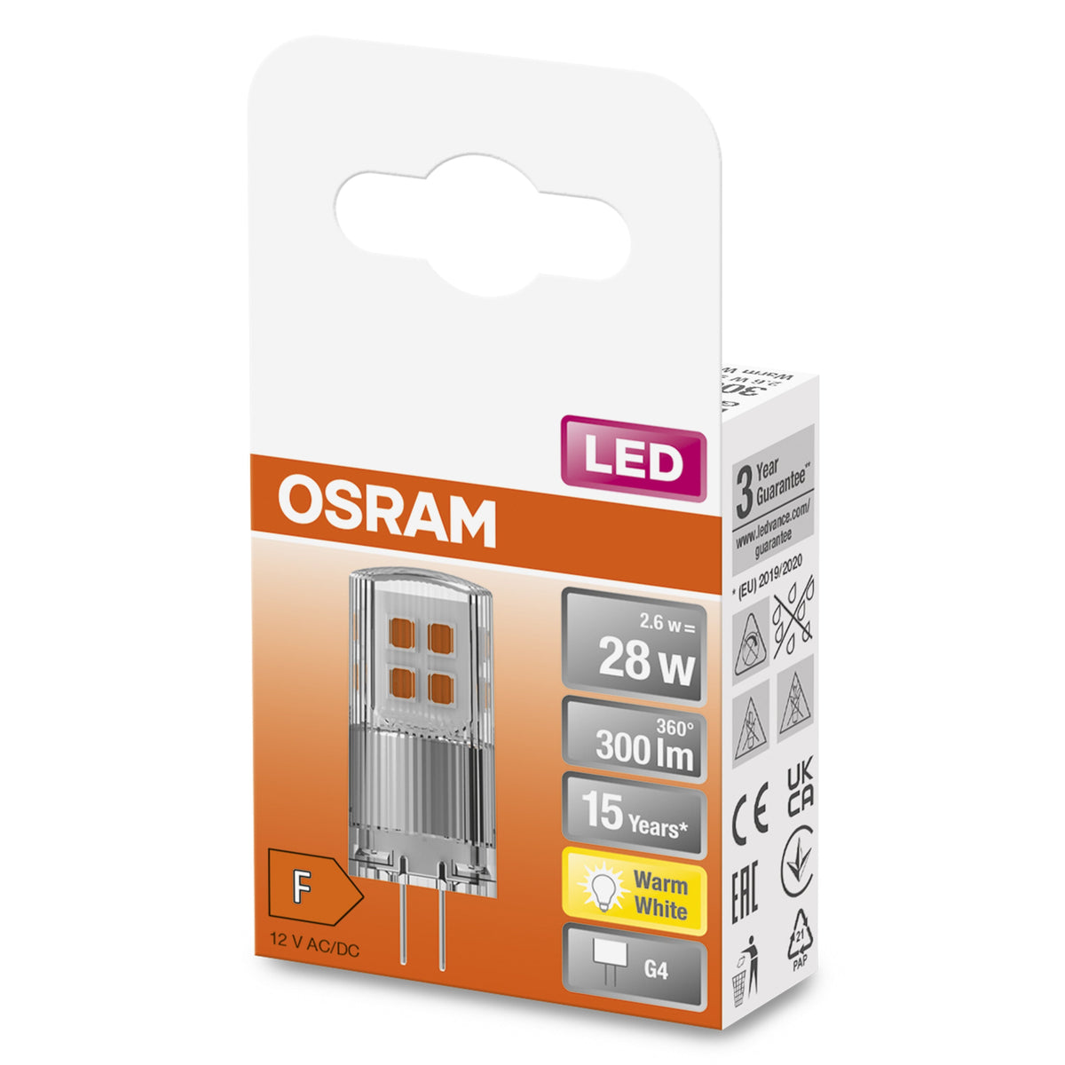 OSRAM Lampadina LED STAR PIN 30 luce calda G4