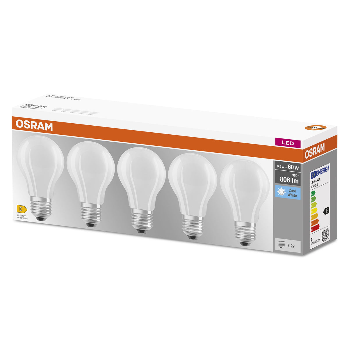 OSRAM LED BASE CLASSIC A 60  6.5 W/4000 K E27 (ex 60W)