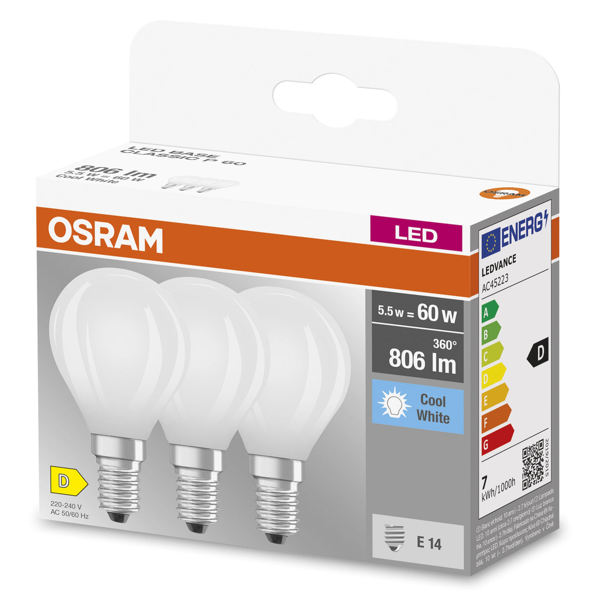 Lampade LED OSRAM LED BASE RETRO MATT CLP, forma classica mini sfera 6W E14 840