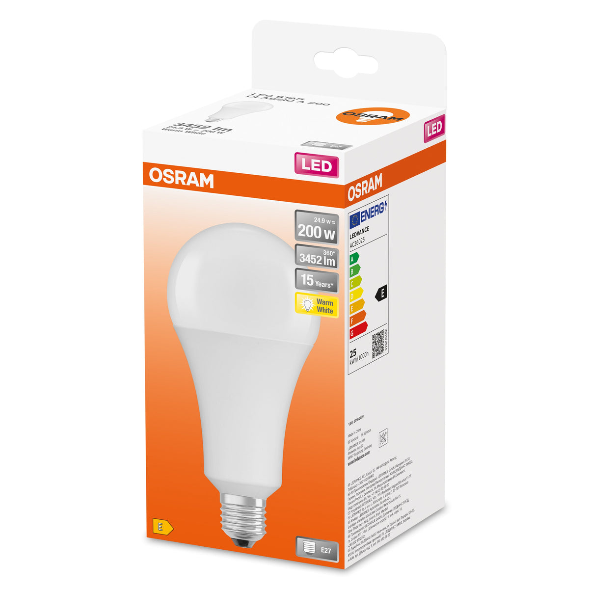 Lampada a incandescenza OSRAM ST CLAS A200 FR 24,9 W/2700 K E27