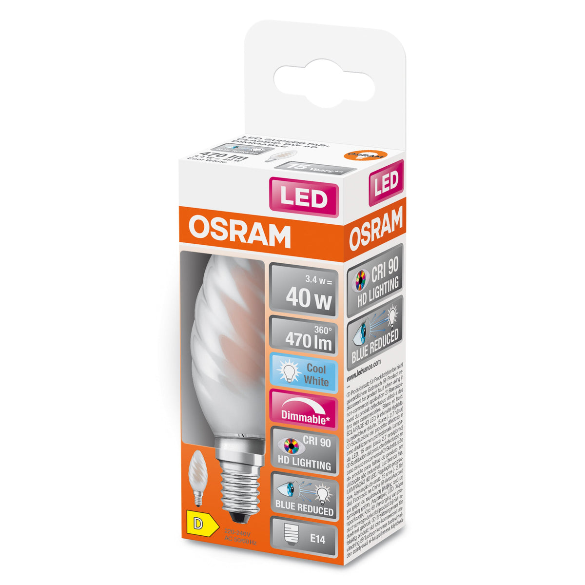 Lampada LED dimmerabile OSRAM LED SUPERSTAR+ CL BW GL FR 40 dim 3.4W/940 E14 CRI90 BOX
