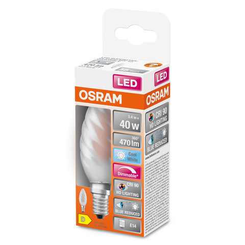 OSRAM Dimmbare LED-Lampe LED SUPERSTAR+ CL BW GL FR 40 dim 3,4W/940 E14 CRI90 BOX