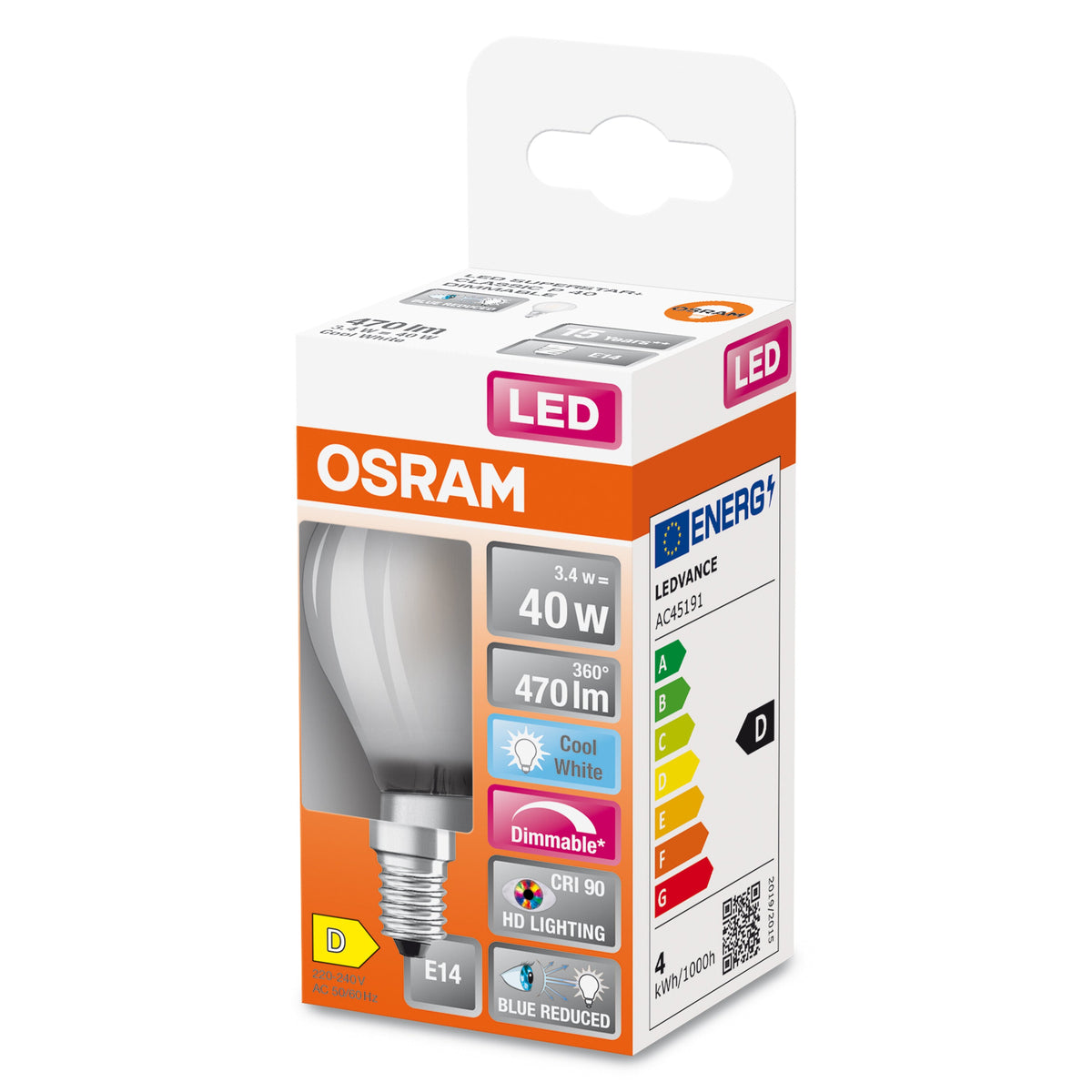 OSRAM FILAMENT lampada LED LED SUPERSTAR+ CL Edison FIL 60 dim 5.8W/927 E14 CRI90 BOX
