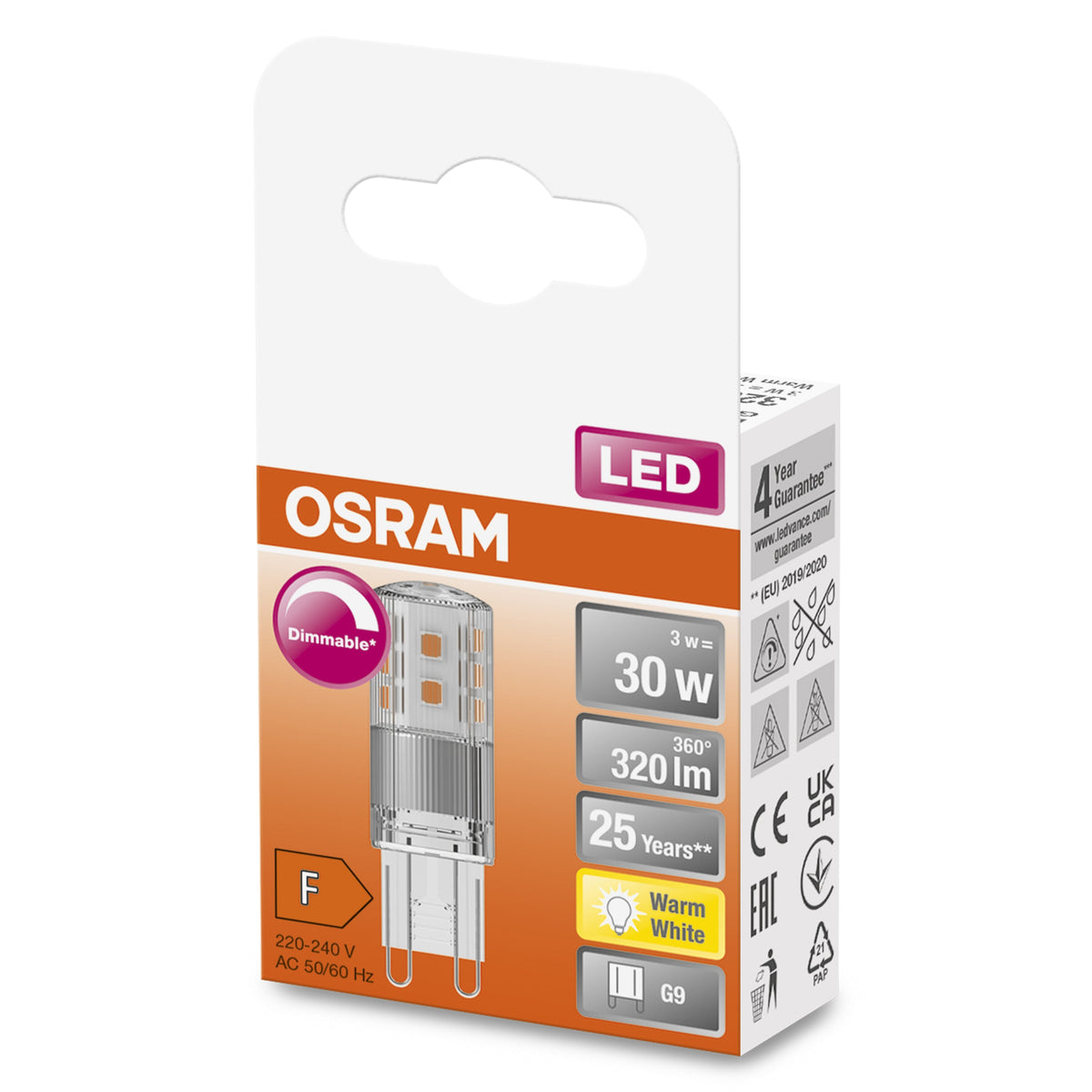 Lampada a incandescenza OSRAM PIN DIM30 3W/2700K G9