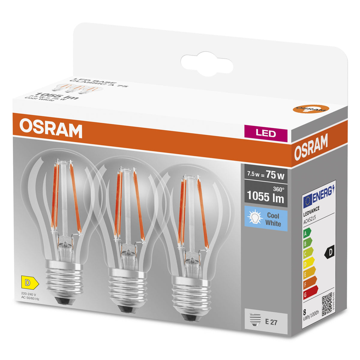 OSRAM LED BASE CLASSIC A 75  7.5 W/4000 K E27 (ex 75W)