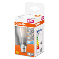 OSRAM LED Lampada LED Retrofit CLASSIC A 4W 840 Satinata B22d, 470 lm, 4000 K, Bianco Freddo