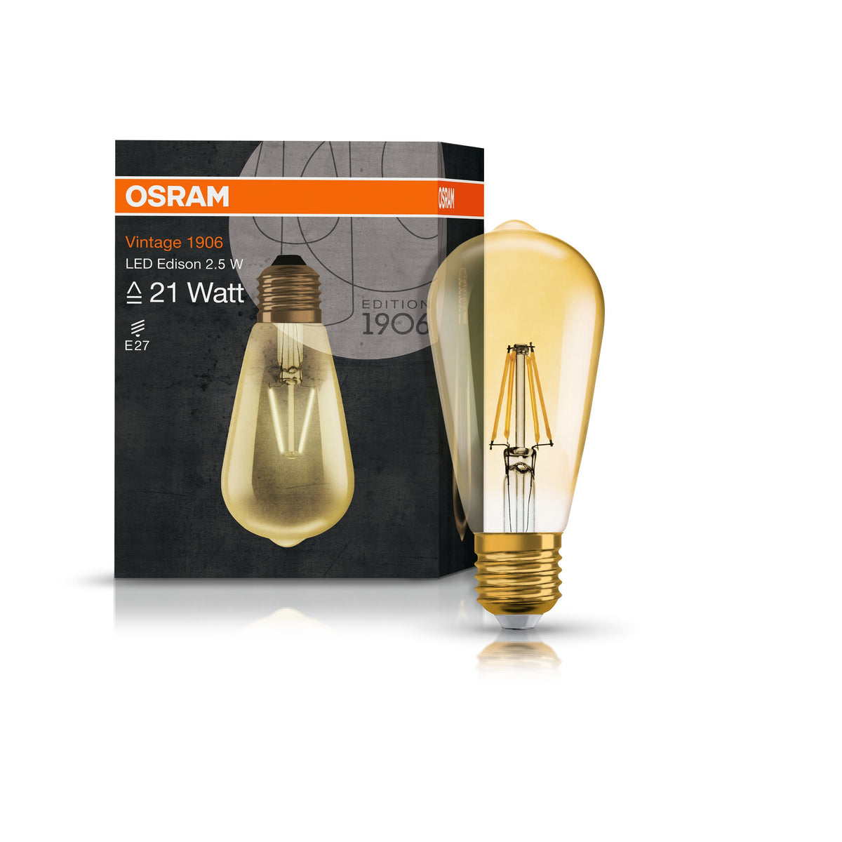 OSRAM Lampadina LED Vintage 1906 Edison 22 Gold, filamento, luce extra calda E27