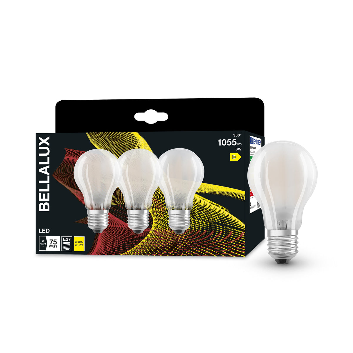 Lampada LED BELLALUX per attacco E27, vetro opaco, bianco caldo (2700K), 1055 lumen, ricambio per lampadine convenzionali da 75 W, non dimmerabile, confezione da 3
