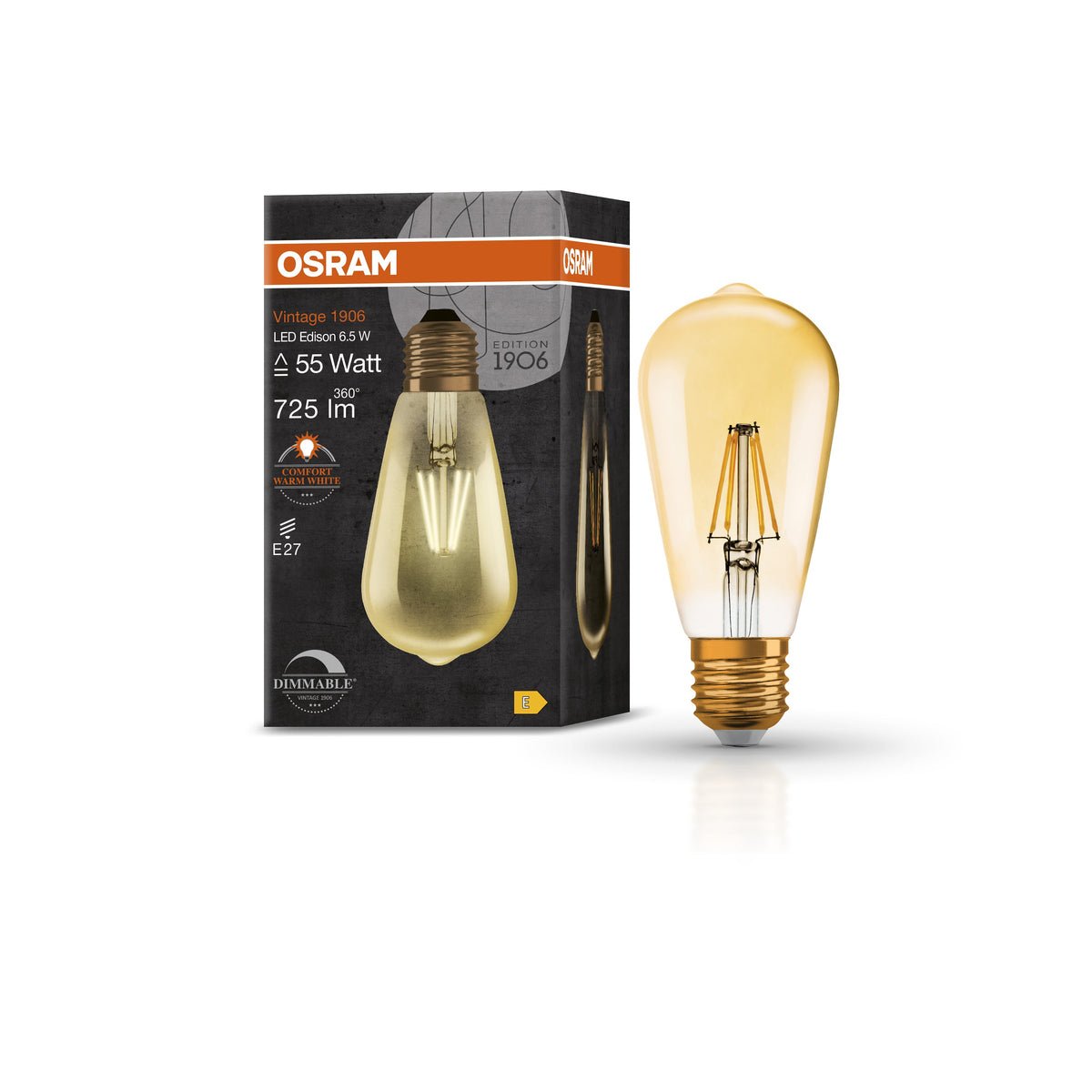 OSRAM Lampadina LED Vintage 1906 Classic Globe125 55 Gold, filamento, luce extra calda dimmerabile E27