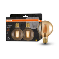 OSRAM lampadina LED dimmerabile GLOBE95 6.5W filamento E27 vintage 1906 oro, confezione da 2, E27